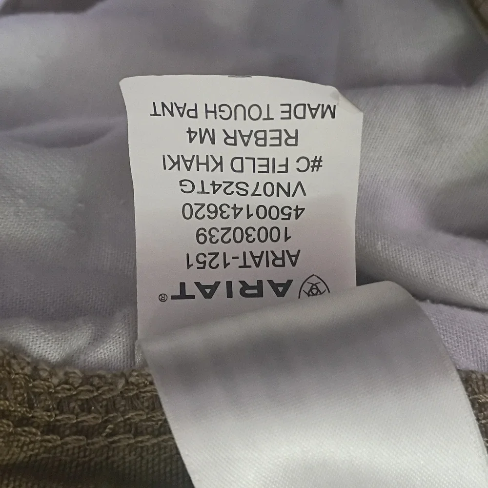 Ariat Rebar M4 Relaxed Straight Work Pants Mens 33x32 Field Khaki Canvas